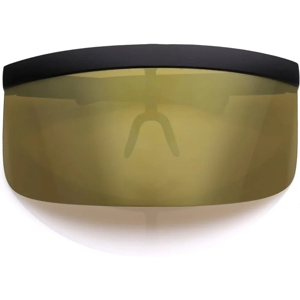 Visor Sunglasses for Men and Women, Futuristic Face Shield Glasses Gold Mirror‎